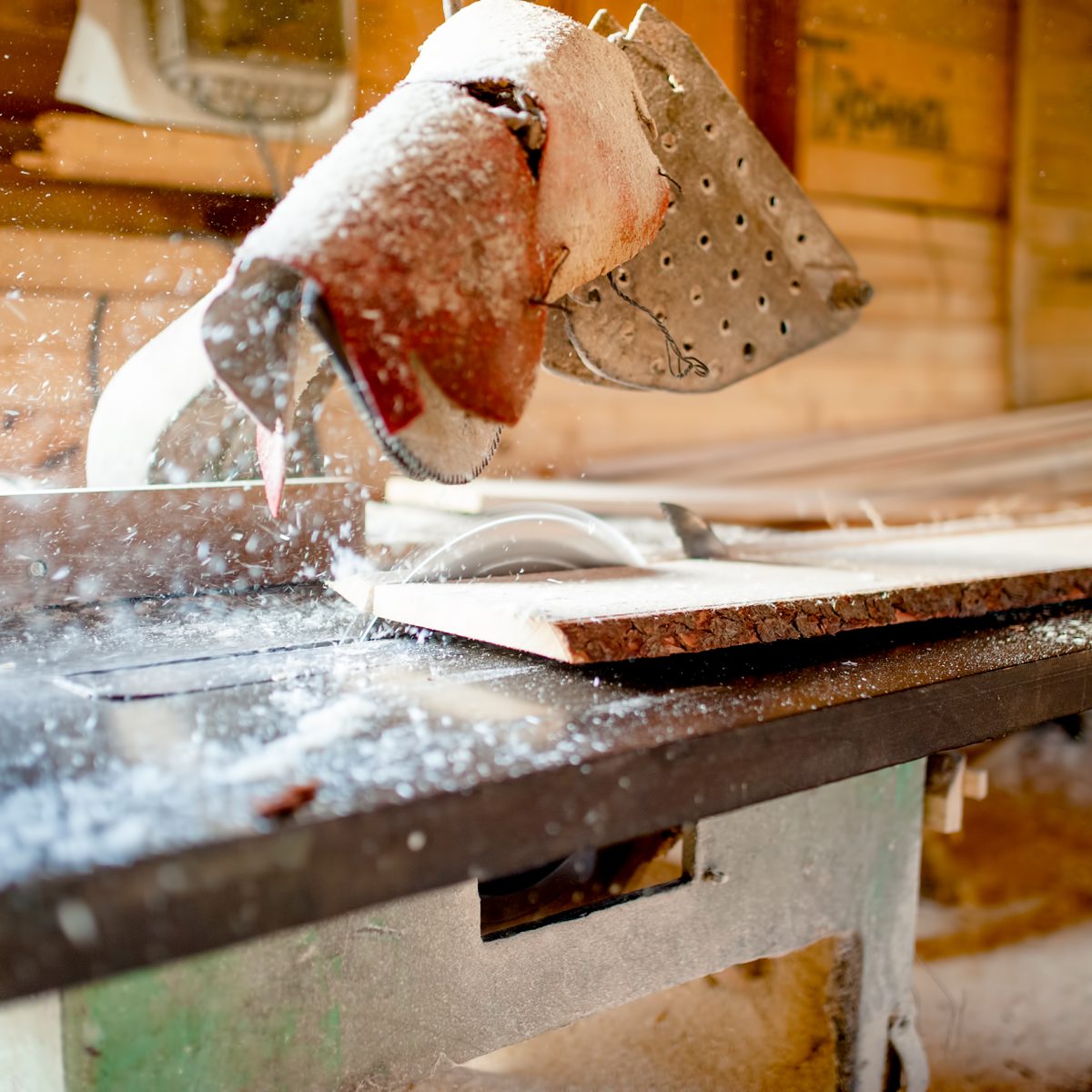 wood sawing and cutting at local industrial wood processing factory